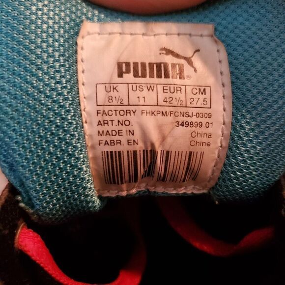 Puma Hooper High Tops Sneakers. Black/Teal/Pink. Size 11 - Picture 12 of 12